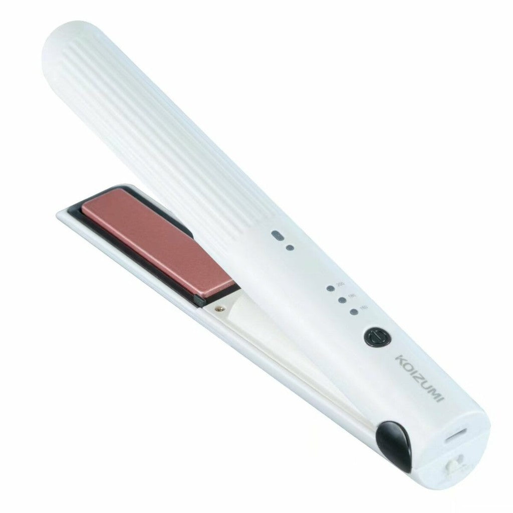 Koizumi KHS-G600 USB Rechargeable Portable Cordless Rechargeable Hair Straightener & Curler, 160°C/ 180°C/ 200°C, White, 1 Year Warranty